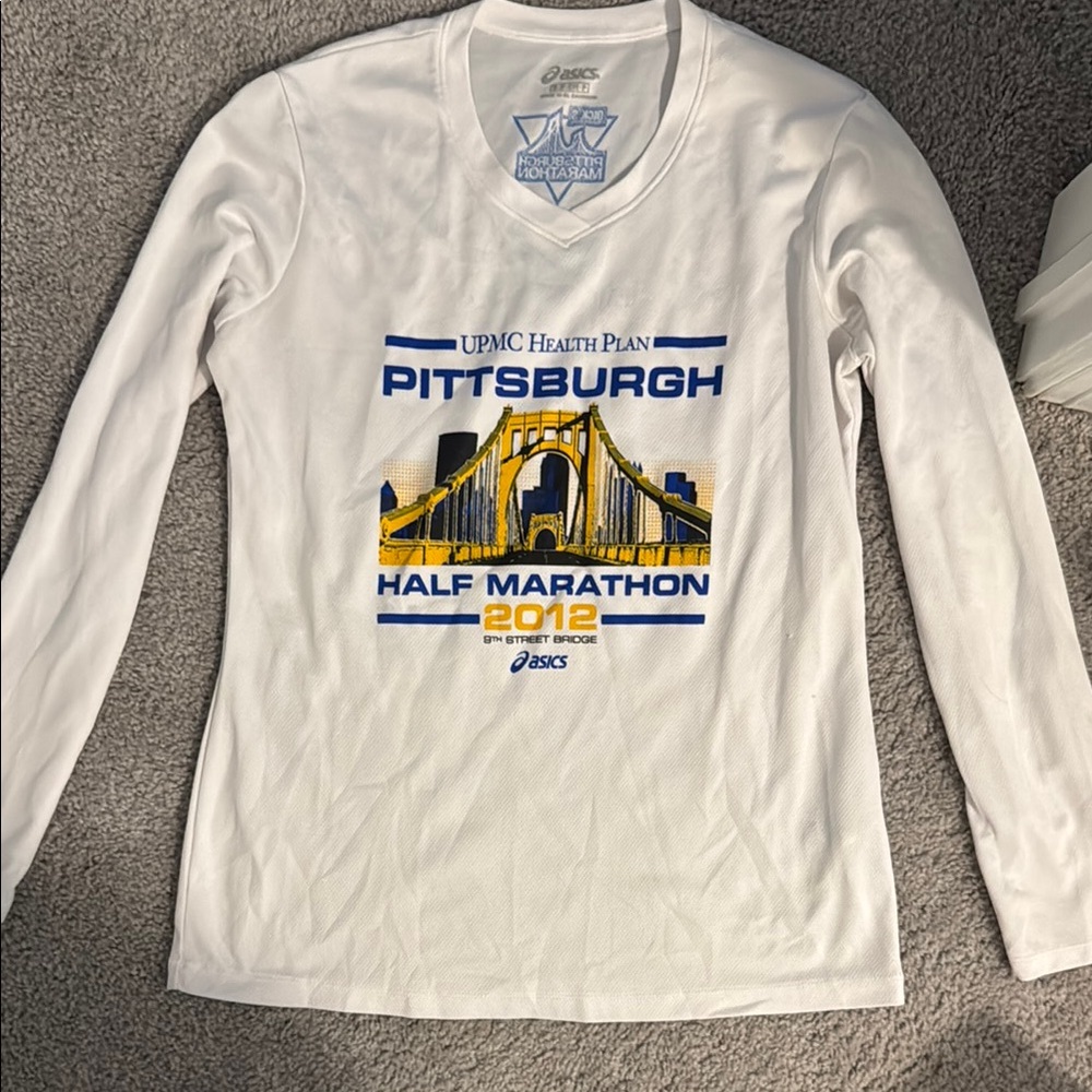 Asics White Pittsburgh Half Marathon Long Sleeve Shirt